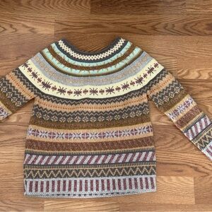 Faire isle Sweater Multicolor Patterned Women's Sweater L